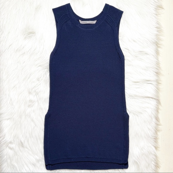 SOLD-Athleta Navy Blue Sleeveless Crochet Knit Long Tunic Top - Picture 10 of 12